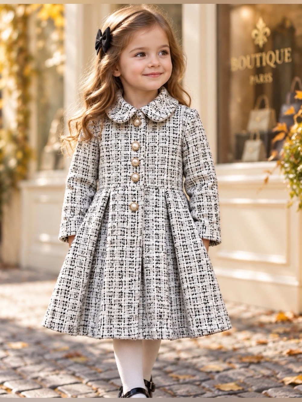 Pink & Violet Tweed Jacket - White & Black with Gold Thread Girls size 4